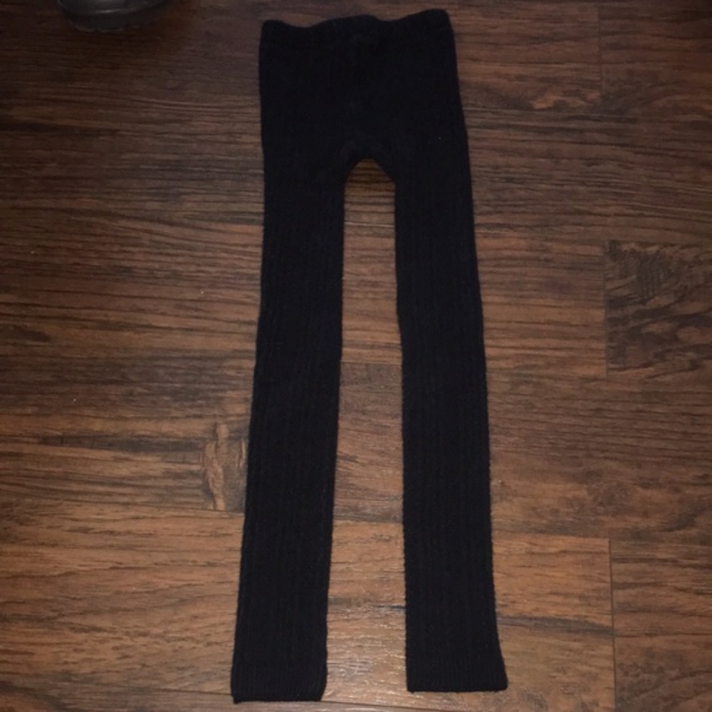 Lands' End Girls Black Footless Tights